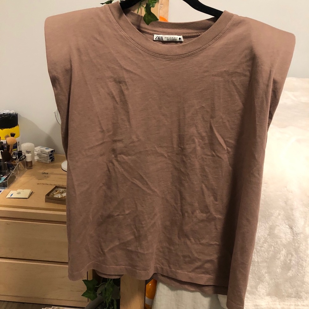 zara shoulder pad tank top